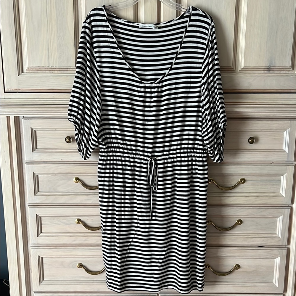 Calvin Klein Black and White Striped knit Dress